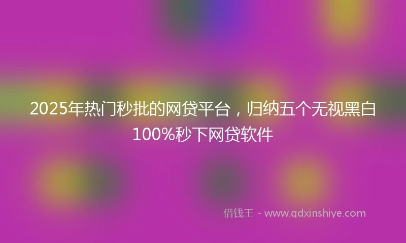 2025年热门秒批的网贷平台，归纳五个无视黑白100%秒下网贷软件