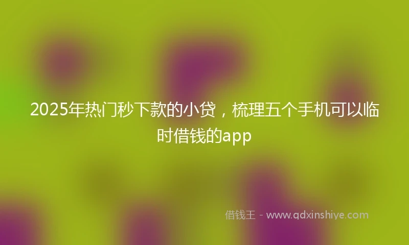 2025年热门秒下款的小贷，梳理五个手机可以临时借钱的app