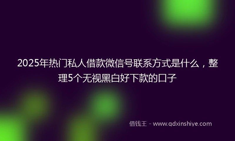 2025年热门私人借款微信号联系方式是什么，整理5个无视黑白好下款的口子
