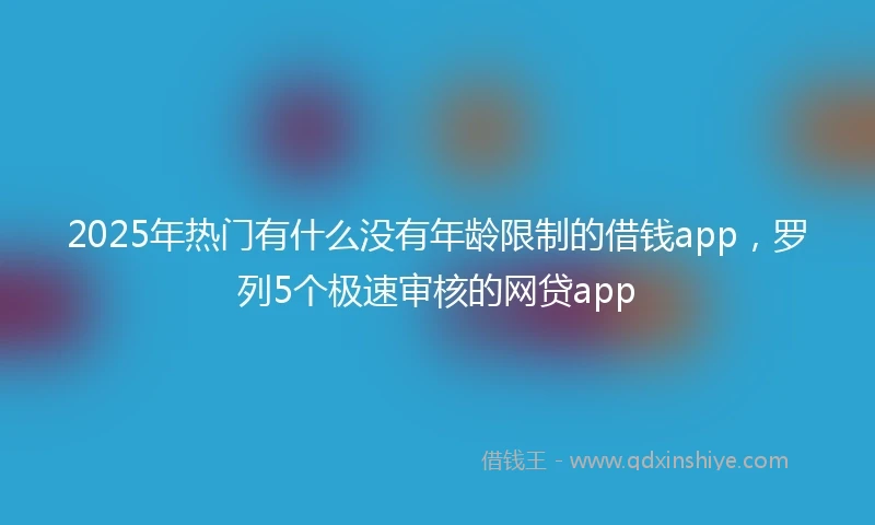 2025年热门有什么没有年龄限制的借钱app，罗列5个极速审核的网贷app