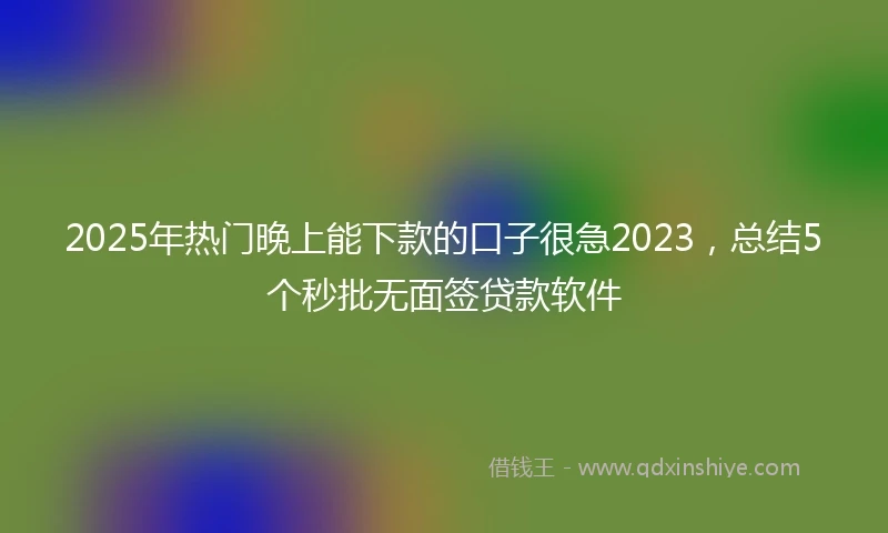2025年热门晚上能下款的口子很急2023，总结5个秒批无面签贷款软件