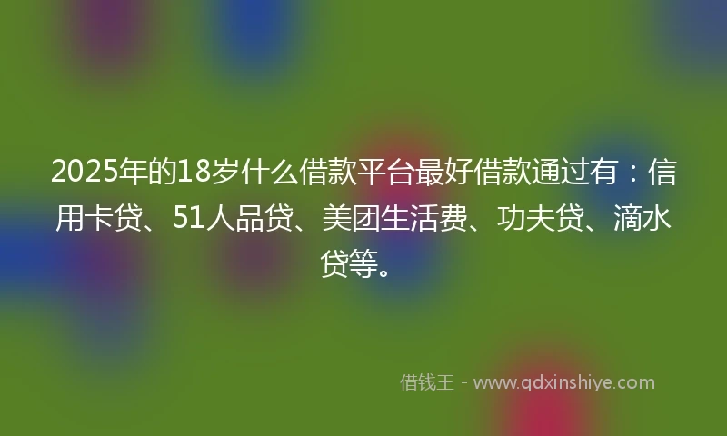 2025年的18岁什么借款平台最好借款通过有：信用卡贷、51人品贷、美团生活费、功夫贷、滴水贷等。