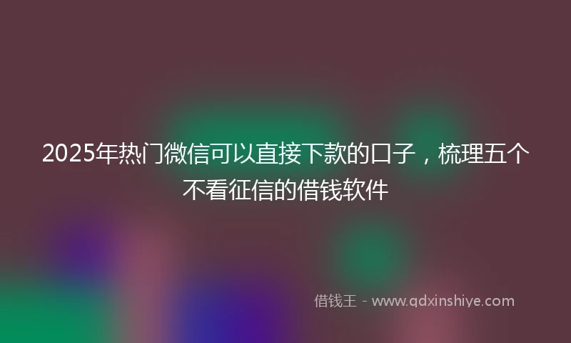 2025年热门微信可以直接下款的口子，梳理五个不看征信的借钱软件