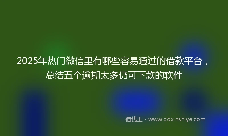2025年热门微信里有哪些容易通过的借款平台，总结五个逾期太多仍可下款的软件