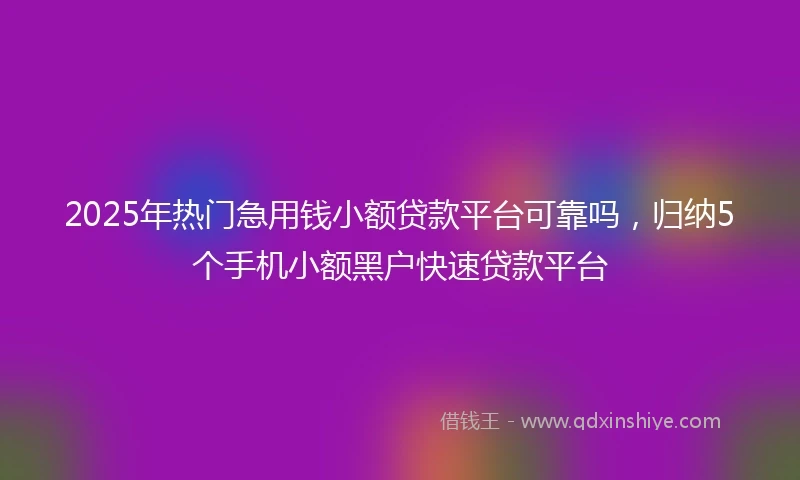 2025年热门急用钱小额贷款平台可靠吗，归纳5个手机小额黑户快速贷款平台