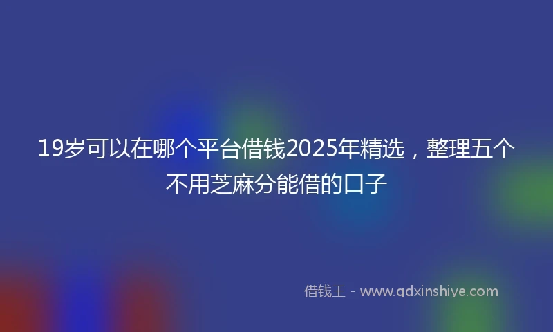 19岁可以在哪个平台借钱2025年精选，整理五个不用芝麻分能借的口子