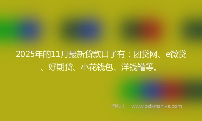 2025年的11月最新贷款口子有：团贷网、e微贷、好期贷、小花钱包、洋钱罐等。