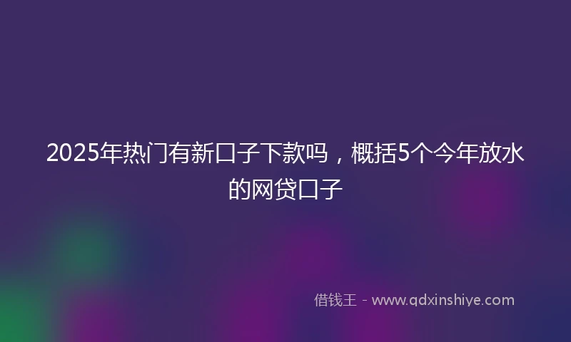 2025年热门有新口子下款吗，概括5个今年放水的网贷口子