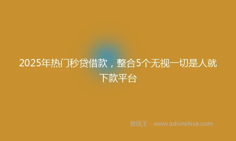 2025年热门秒贷借款，整合5个无视一切是人就下款平台