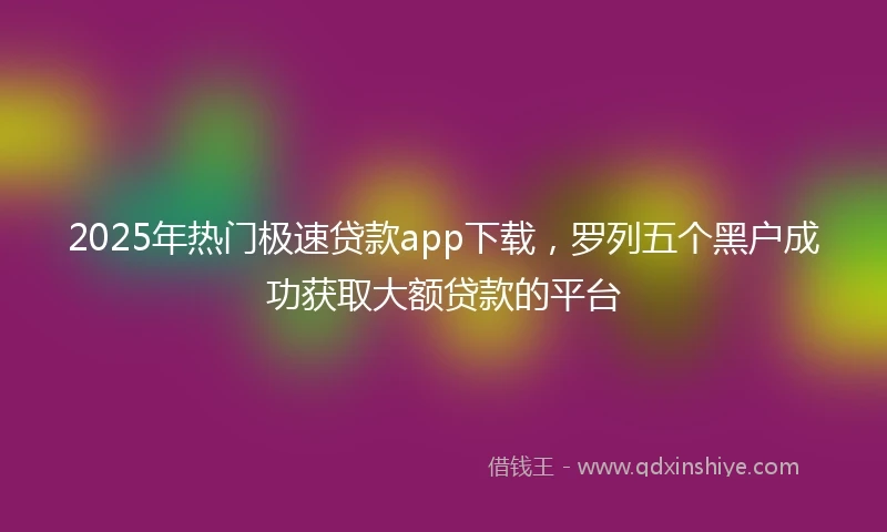 2025年热门极速贷款app下载，罗列五个黑户成功获取大额贷款的平台
