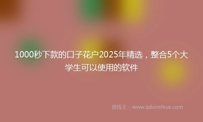 1000秒下款的口子花户2025年精选，整合5个大学生可以使用的软件