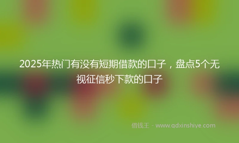 2025年热门有没有短期借款的口子，盘点5个无视征信秒下款的口子