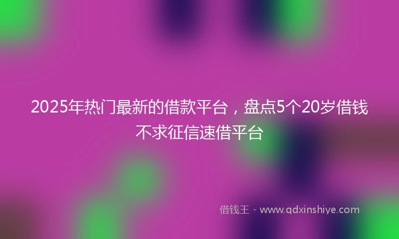 2025年热门最新的借款平台，盘点5个20岁借钱不求征信速借平台