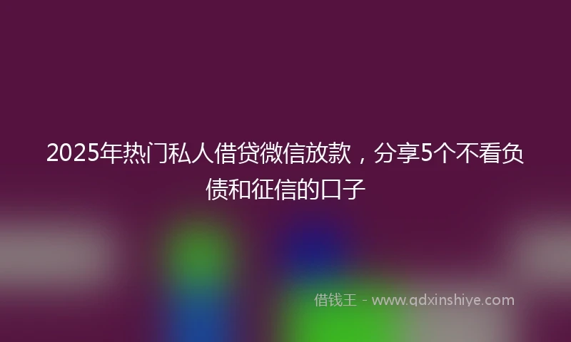 2025年热门私人借贷微信放款，分享5个不看负债和征信的口子