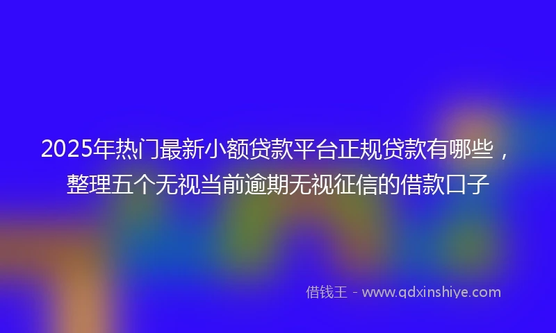 2025年热门最新小额贷款平台正规贷款有哪些，整理五个无视当前逾期无视征信的借款口子