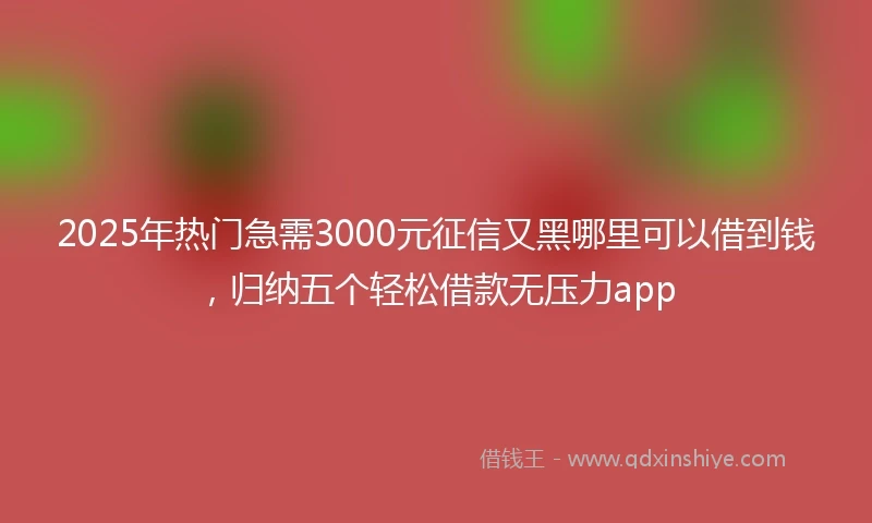2025年热门急需3000元征信又黑哪里可以借到钱，归纳五个轻松借款无压力app
