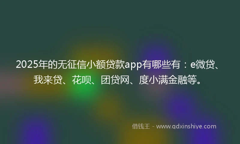 2025年的无征信小额贷款app有哪些有：e微贷、我来贷、花呗、团贷网、度小满金融等。