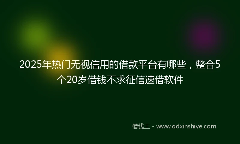 2025年热门无视信用的借款平台有哪些，整合5个20岁借钱不求征信速借软件