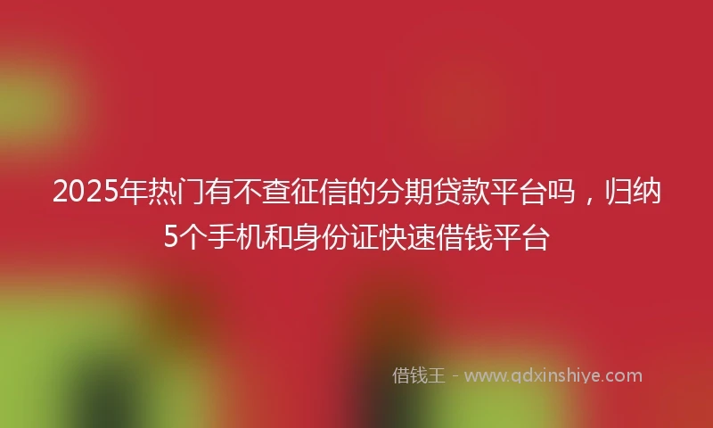 2025年热门有不查征信的分期贷款平台吗，归纳5个手机和身份证快速借钱平台