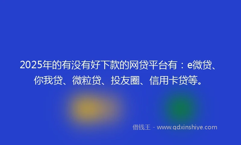 2025年的有没有好下款的网贷平台有：e微贷、你我贷、微粒贷、投友圈、信用卡贷等。