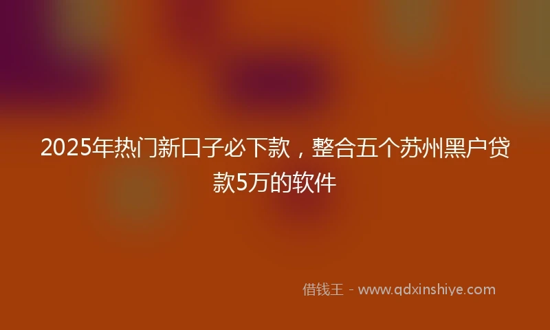2025年热门新口子必下款，整合五个苏州黑户贷款5万的软件