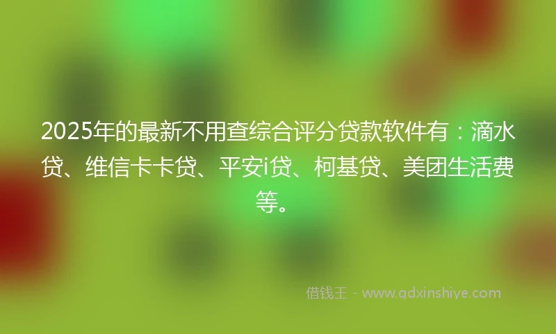 2025年的最新不用查综合评分贷款软件有：滴水贷、维信卡卡贷、平安i贷、柯基贷、美团生活费等。