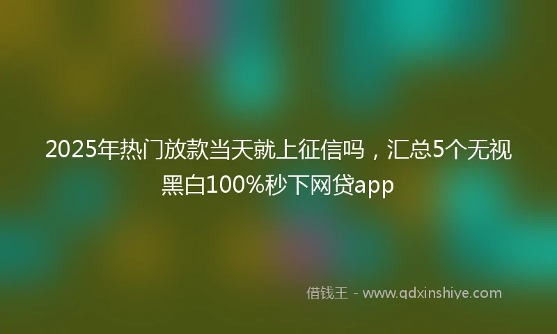 2025年热门放款当天就上征信吗，汇总5个无视黑白100%秒下网贷app