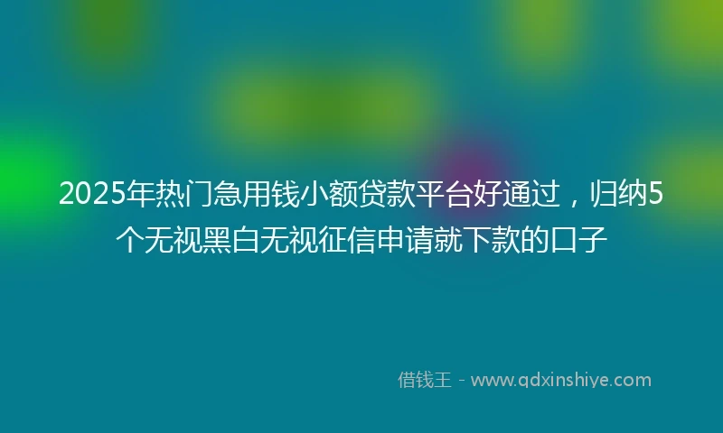 2025年热门急用钱小额贷款平台好通过，归纳5个无视黑白无视征信申请就下款的口子