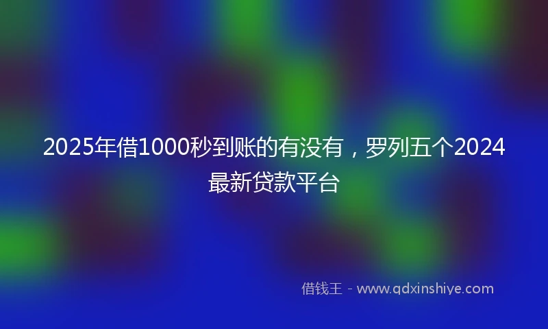 2025年借1000秒到账的有没有，罗列五个2024最新贷款平台