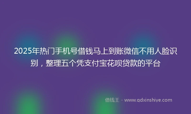 2025年热门手机号借钱马上到账微信不用人脸识别，整理五个凭支付宝花呗贷款的平台