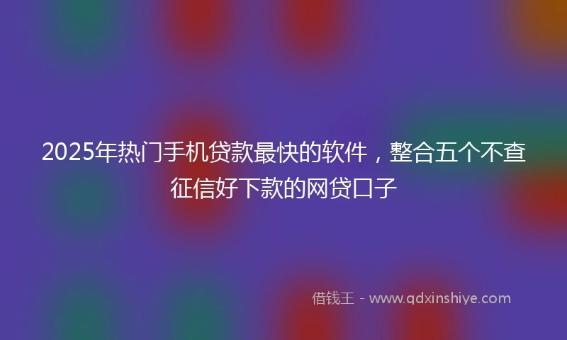 2025年热门手机贷款最快的软件，整合五个不查征信好下款的网贷口子