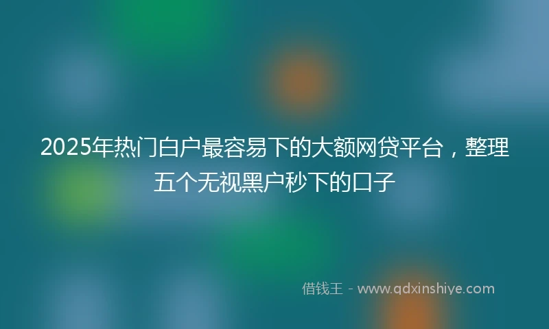 2025年热门白户最容易下的大额网贷平台，整理五个无视黑户秒下的口子