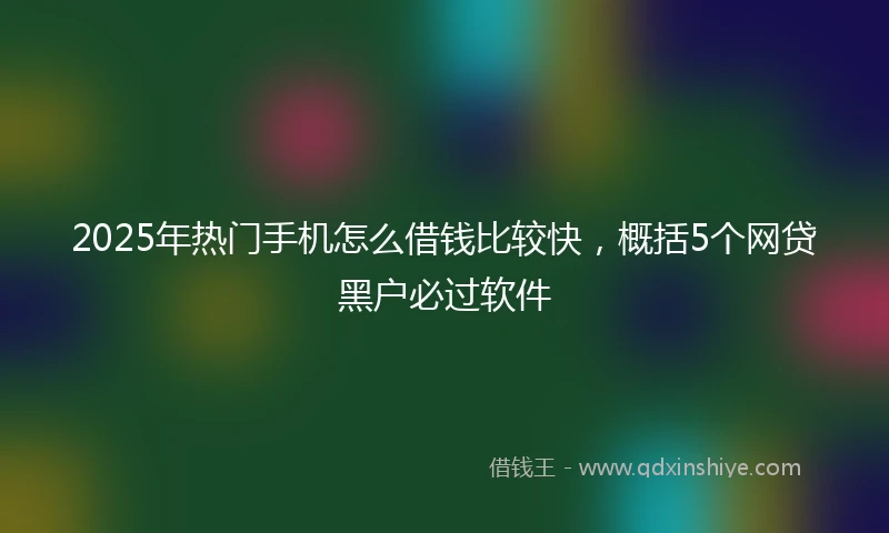 2025年热门手机怎么借钱比较快，概括5个网贷黑户必过软件