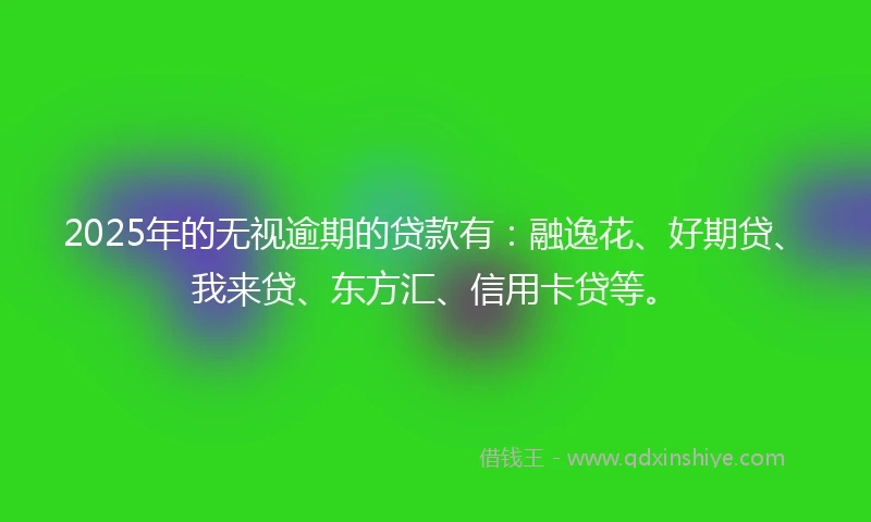 2025年的无视逾期的贷款有：融逸花、好期贷、我来贷、东方汇、信用卡贷等。