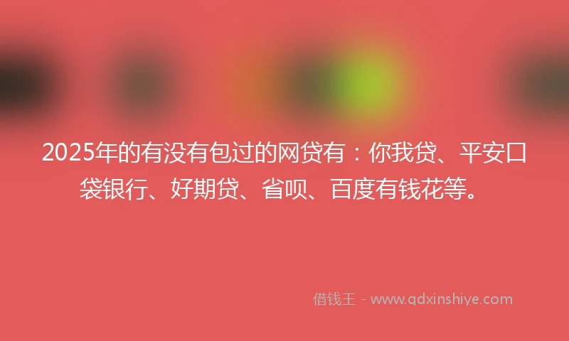2025年的有没有包过的网贷有：你我贷、平安口袋银行、好期贷、省呗、百度有钱花等。