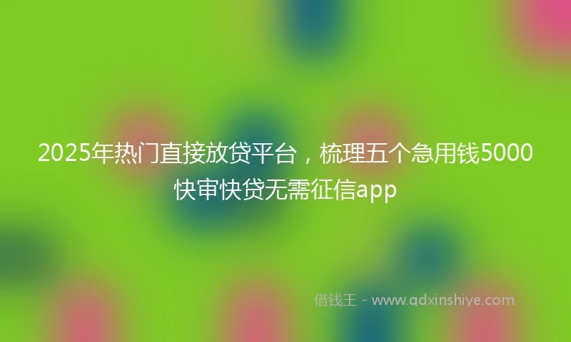 2025年热门直接放贷平台，梳理五个急用钱5000快审快贷无需征信app