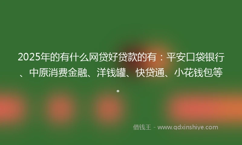2025年的有什么网贷好贷款的有：平安口袋银行、中原消费金融、洋钱罐、快贷通、小花钱包等。