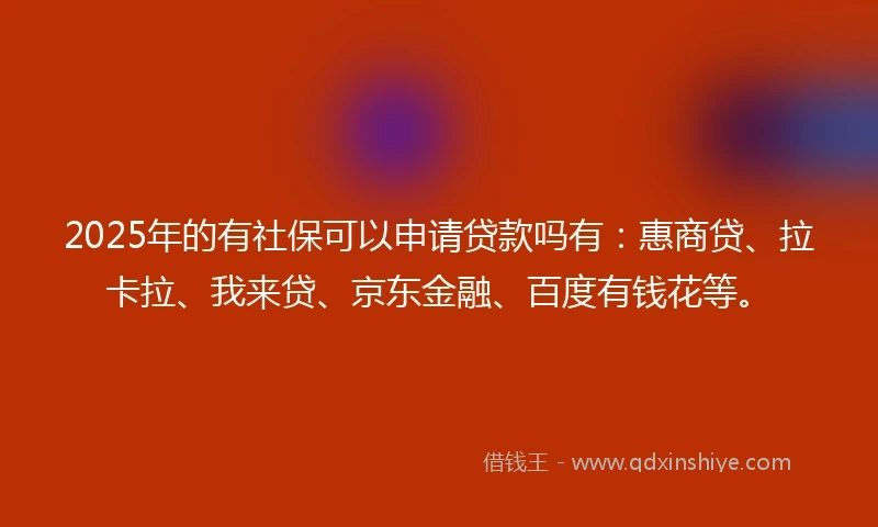 2025年的有社保可以申请贷款吗有：惠商贷、拉卡拉、我来贷、京东金融、百度有钱花等。