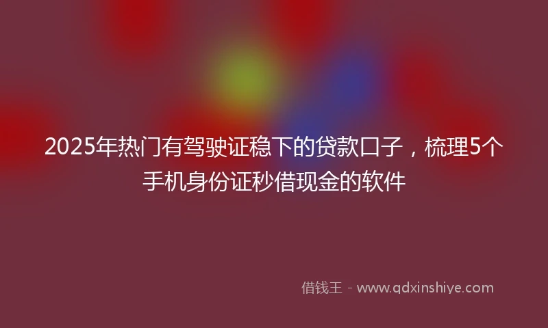 2025年热门有驾驶证稳下的贷款口子，梳理5个手机身份证秒借现金的软件