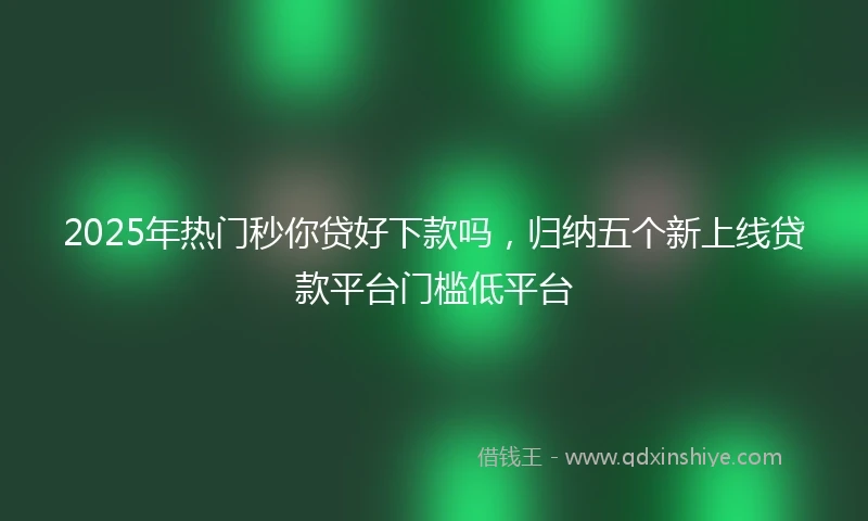 2025年热门秒你贷好下款吗，归纳五个新上线贷款平台门槛低平台
