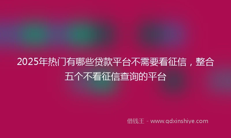 2025年热门有哪些贷款平台不需要看征信，整合五个不看征信查询的平台