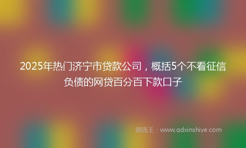 2025年热门济宁市贷款公司，概括5个不看征信负债的网贷百分百下款口子