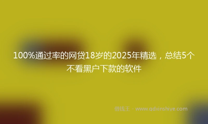 100%通过率的网贷18岁的2025年精选，总结5个不看黑户下款的软件