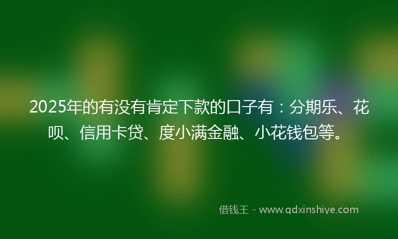 2025年的有没有肯定下款的口子有：分期乐、花呗、信用卡贷、度小满金融、小花钱包等。