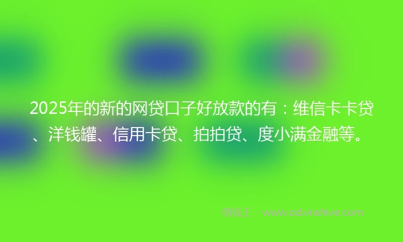 2025年的新的网贷口子好放款的有：维信卡卡贷、洋钱罐、信用卡贷、拍拍贷、度小满金融等。