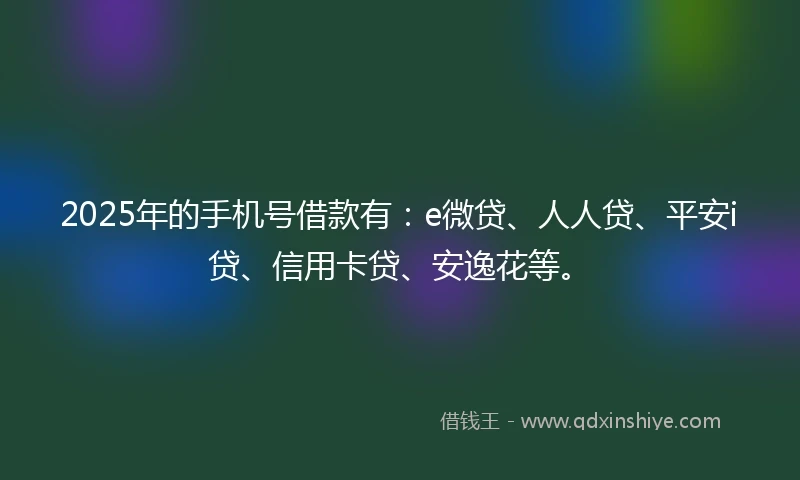 2025年的手机号借款有：e微贷、人人贷、平安i贷、信用卡贷、安逸花等。