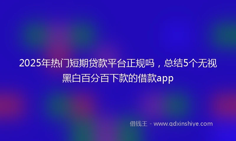 2025年热门短期贷款平台正规吗，总结5个无视黑白百分百下款的借款app