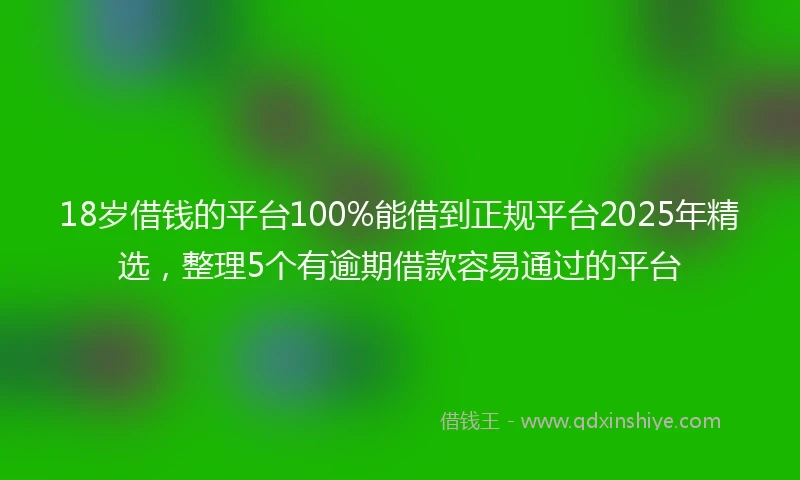 18岁借钱的平台100%能借到正规平台2025年精选，整理5个有逾期借款容易通过的平台