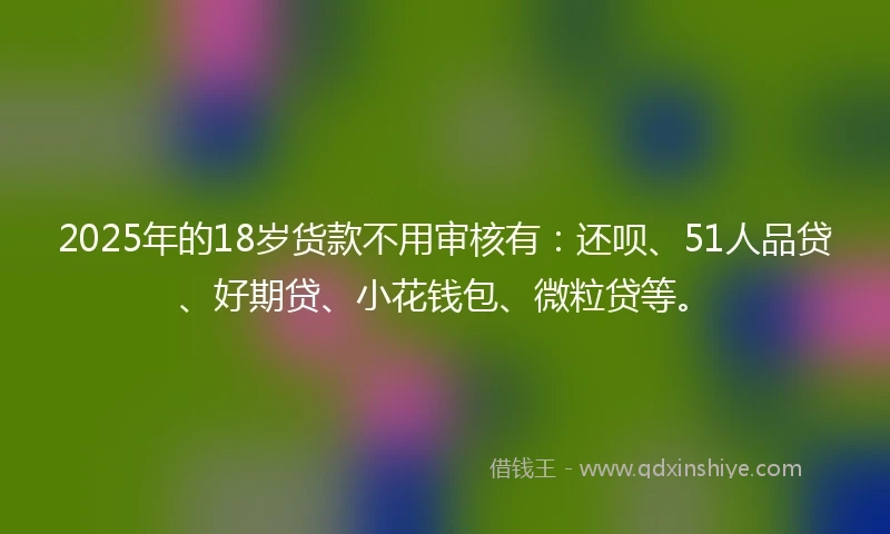 2025年的18岁货款不用审核有：还呗、51人品贷、好期贷、小花钱包、微粒贷等。