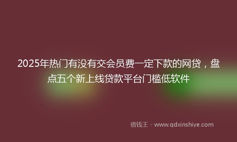 2025年热门有没有交会员费一定下款的网贷，盘点五个新上线贷款平台门槛低软件
